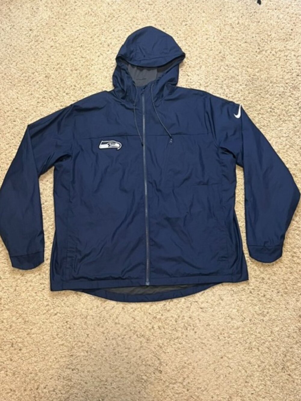 Seattle Seahawks Nike Dri Fit On Field Navy Full Zip Rain Jacket Size XXL 2XL